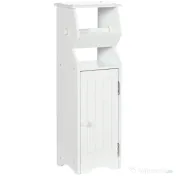 kleankin Dulap de Baie cu Economie de Spatiu din MDF Alb cu Compartiment pentru Hartia Igienica si Dulapior, 19x15x56 cm 