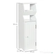 kleankin Dulap de Baie cu Economie de Spatiu din MDF Alb cu Compartiment pentru Hartia Igienica si Dulapior, 19x15x56 cm 