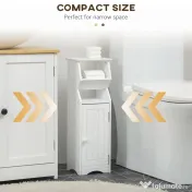 kleankin Dulap de Baie cu Economie de Spatiu din MDF Alb cu Compartiment pentru Hartia Igienica si Dulapior, 19x15x56 cm 