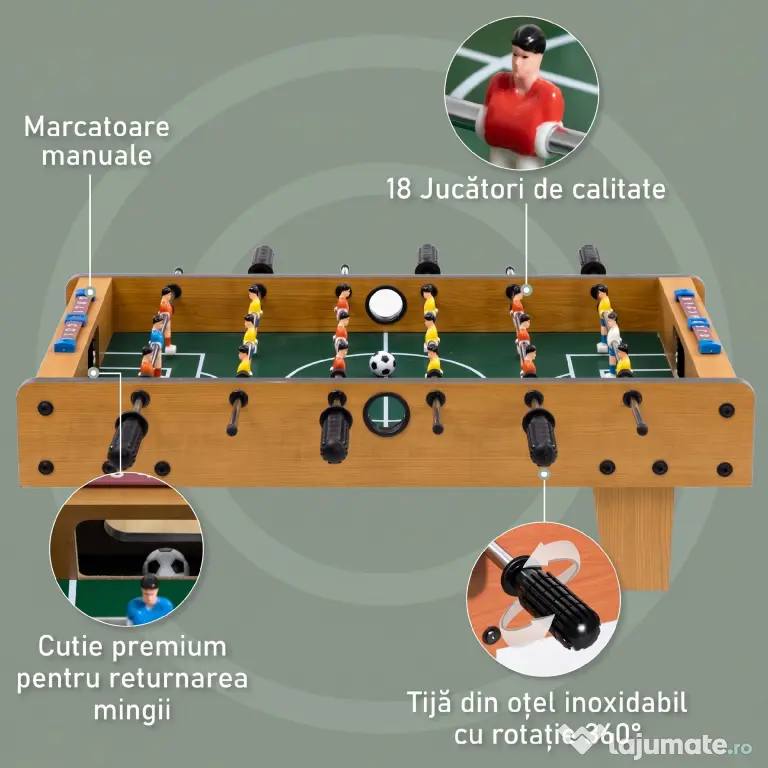 HOMCOM Fotbal de Masă Pliabil pentru Adulți și Copii din MDF 69x36.5x22 cm