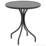 Outsunny Masă de Grădină Rotundă cu Blat din Oțel, Ø66x71.5cm, Negru