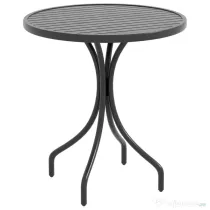 Outsunny Masă de Grădină Rotundă cu Blat din Oțel, Ø66x71.5cm, Negru