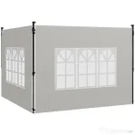 Outsunny Set 2 Pereți Laterali pentru Foișor 3x3 m și 3x6 m cu Ferestre, din PE și Plastic, 293x193 cm, Alb