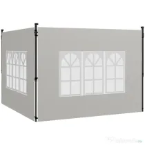 Outsunny Set 2 Pereți Laterali pentru Foișor 3x3 m și 3x6 m cu Ferestre, din PE și Plastic, 293x193 cm, Alb