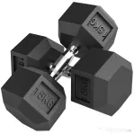 HOMCOM 2x15KG Gantere Hexagonale din Cauciuc Greutăți Portabile pentru Acasă