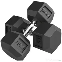 HOMCOM 2x15KG Gantere Hexagonale din Cauciuc Greutăți Portabile pentru Acasă