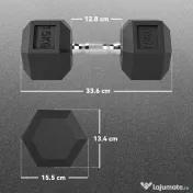 HOMCOM 2x15KG Gantere Hexagonale din Cauciuc Greutăți Portabile pentru Acasă