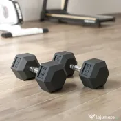 HOMCOM 2x15KG Gantere Hexagonale din Cauciuc Greutăți Portabile pentru Acasă