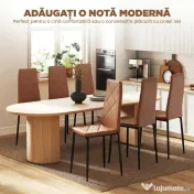 HOMCOM, Set de 6 Scaune de Dining Moderne, Cu Spătar Înalt, din Piele Ecologică și Oțel, 41x50x97 cm, Maro 