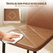 HOMCOM, Set de 6 Scaune de Dining Moderne, Cu Spătar Înalt, din Piele Ecologică și Oțel, 41x50x97 cm, Maro 