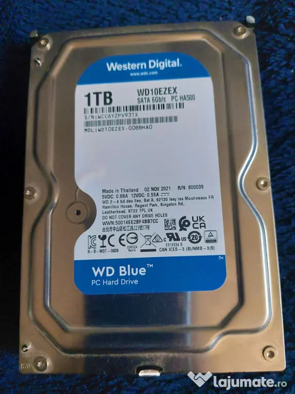 HDD Western Digital 1TB, Blue, CMR, 7200RPM, SATA3, Health 100%