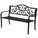 Outsunny Banca pentru exterior din metal, 127x60x89cm, negru