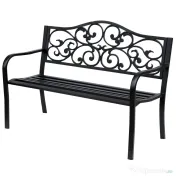 Outsunny Banca pentru exterior din metal, 127x60x89cm, negru