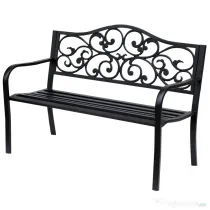 Outsunny Banca pentru exterior din metal, 127x60x89cm, negru