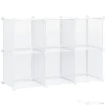HOMCOM Dulap interior modular pentru pantofi, 6 cuburi din plastic PP, 94,5x32x162cm, transparent