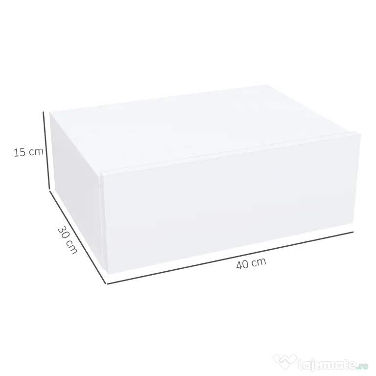 HOMCOM Noptier Suspendat Modern cu Sertar, din Lemn, 40x30x15 cm, Alb