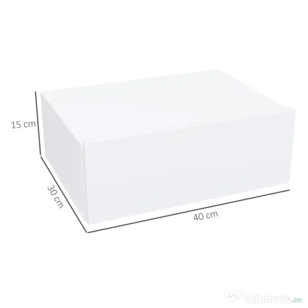 HOMCOM Noptier Suspendat Modern cu Sertar, din Lemn, 40x30x15 cm, Alb