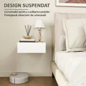 HOMCOM Noptier Suspendat Modern cu Sertar, din Lemn, 40x30x15 cm, Alb