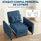 HOMCOM Fotoliu transformabil și reclinabil