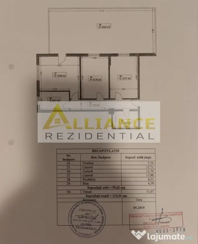 Apartament 3 camere cu terasa spectaculoasa de 54 mp â...