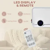 HOMCOM Aerotermă de Perete cu 3 Moduri, Timer 12h și Oscilație 30°, 56x18,5x11,7 cm, Argintiu 