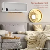 HOMCOM Aerotermă de Perete cu 3 Moduri, Timer 12h și Oscilație 30°, 56x18,5x11,7 cm, Argintiu 