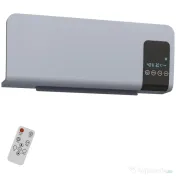 HOMCOM Ventilator Termic de Perete Oscilant cu Telecomandă, Temporizator 12h și 2 Moduri, 54.5x12x21.5 cm, Gri