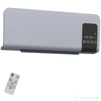 HOMCOM Ventilator Termic de Perete Oscilant cu Telecomandă, Temporizator 12h și 2 Moduri, 54.5x12x21.5 cm, Gri
