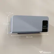 HOMCOM Ventilator Termic de Perete Oscilant cu Telecomandă, Temporizator 12h și 2 Moduri, 54.5x12x21.5 cm, Gri