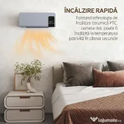 HOMCOM Ventilator Termic de Perete Oscilant cu Telecomandă, Temporizator 12h și 2 Moduri, 54.5x12x21.5 cm, Gri