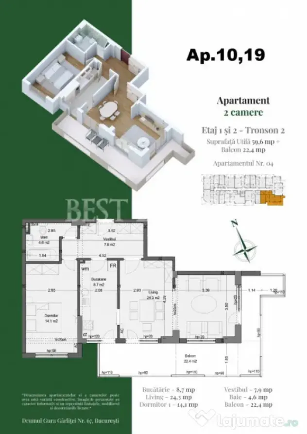 2 camere – Ideal pentru cupluri sau început de familie -C