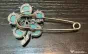Broșă Vintage Superbă Model Floral Pietre Naturale & Metal Nemagnetic 18g 7cm 