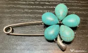 Broșă Vintage Superbă Model Floral Pietre Naturale & Metal Nemagnetic 18g 7cm 