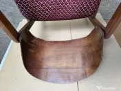 Scaun vintage Mid-Century Modern cu brate și spatar curbat; Scaun Retro lemn