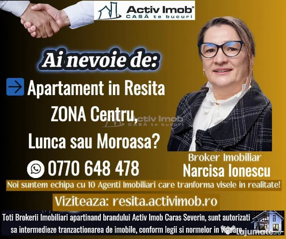 Resita, Apt.3 Cam, conf.1, Semidec., Zona Lunca