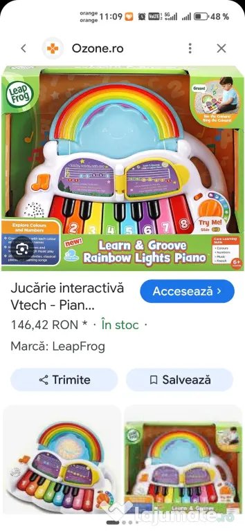 Set 5 jocuri puzzel bebe 0..3 ani interactiv muzical logica abilități