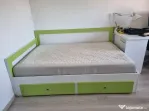 Pat de colț alb-lime 140*200