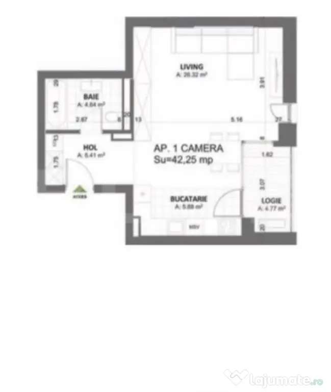 Studio 48 mp, spațiu de birou, 430 euro, Calea Torontalului - Timisoara (Timis)