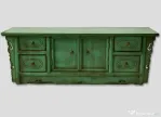 Comoda Verde din Lemn Sculptat