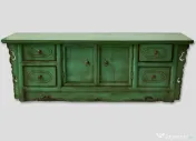 Comoda Verde din Lemn Sculptat