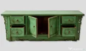 Comoda Verde din Lemn Sculptat