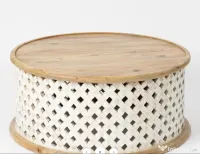 Masuta Rotunda de Cafea din Lemn 