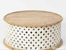 Masuta Rotunda de Cafea din Lemn