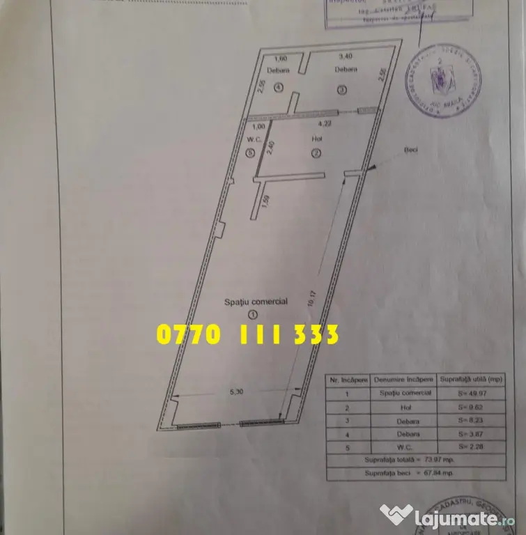 Spatiu comercial 73mp, parter, zona pietonala Ultracentrala. - Braila (Braila)