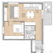 Apartament 2 CAM, SU 52.02 MP, 1 BALCON in zona CETATII