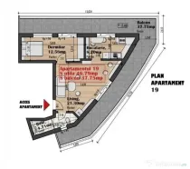 Apartament 2 camere, 46.8 MP 37.8 MP Terasa, Zona Iris , Clu