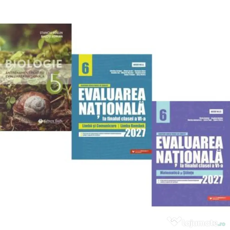 Pachet 3 carti Evaluarea Nationala 2027 clasa a 6-a: Matematica si Stiinte, Limba si comunicare, Limba romana si Biologie - Bogdan Ratiu, Bogdan Antoh