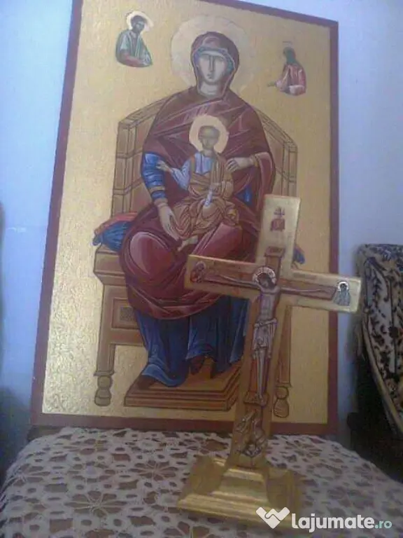 Sfânta Cruce 70/50cm pictura realizată manual pe lemn disponibil