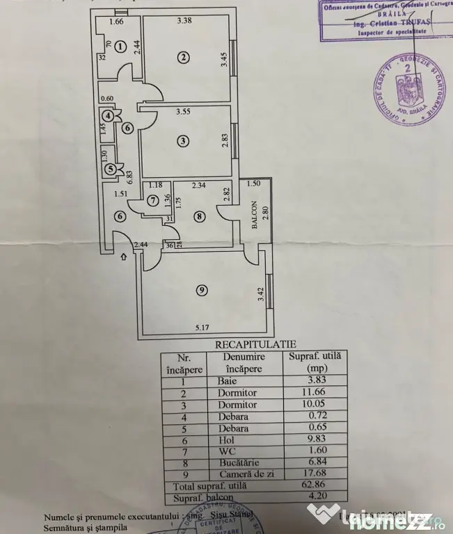 Apartament 3 camere, zona Buzaului, suprafata 66mp. - Braila (Braila)