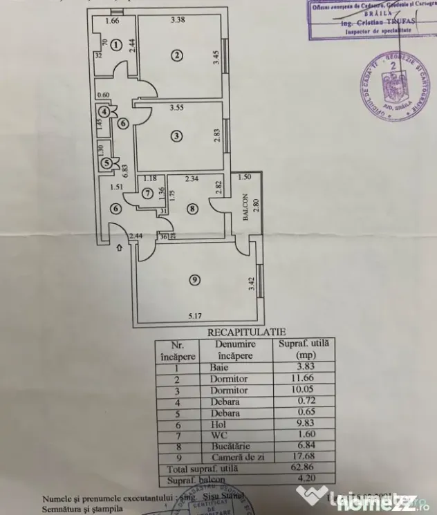 Apartament 3 camere, zona Buzaului, suprafata 66mp. - Braila (Braila)